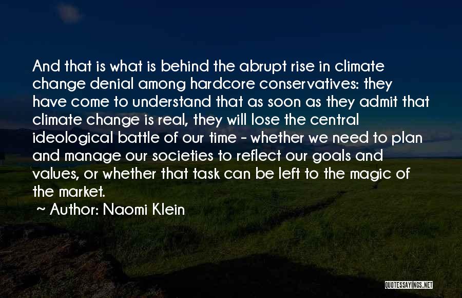 Naomi Klein Quotes: And That Is What Is Behind The Abrupt Rise In Climate Change Denial Among Hardcore Conservatives: They Have Come To