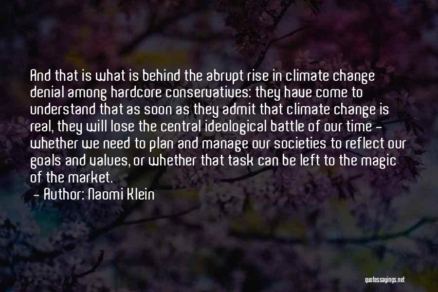 Naomi Klein Quotes: And That Is What Is Behind The Abrupt Rise In Climate Change Denial Among Hardcore Conservatives: They Have Come To