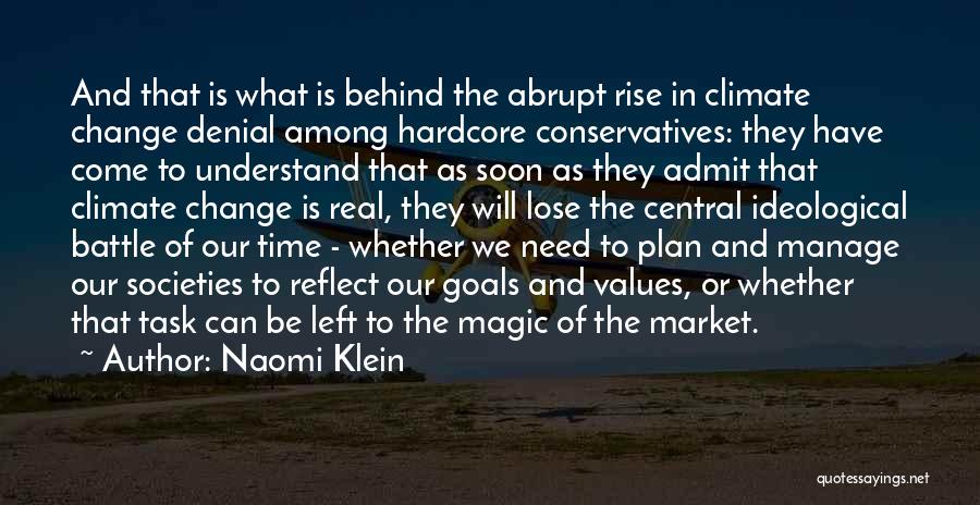 Naomi Klein Quotes: And That Is What Is Behind The Abrupt Rise In Climate Change Denial Among Hardcore Conservatives: They Have Come To