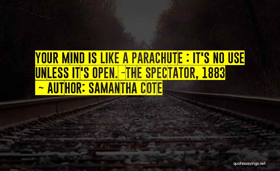 Samantha Cote Quotes: Your Mind Is Like A Parachute : It's No Use Unless It's Open. -the Spectator, 1883