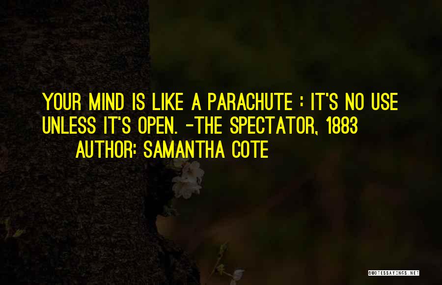Samantha Cote Quotes: Your Mind Is Like A Parachute : It's No Use Unless It's Open. -the Spectator, 1883