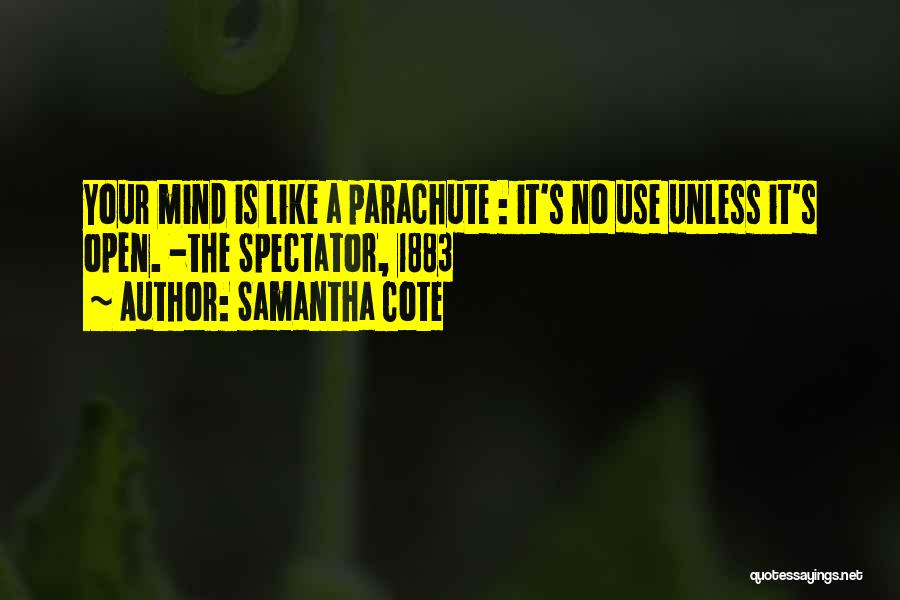 Samantha Cote Quotes: Your Mind Is Like A Parachute : It's No Use Unless It's Open. -the Spectator, 1883