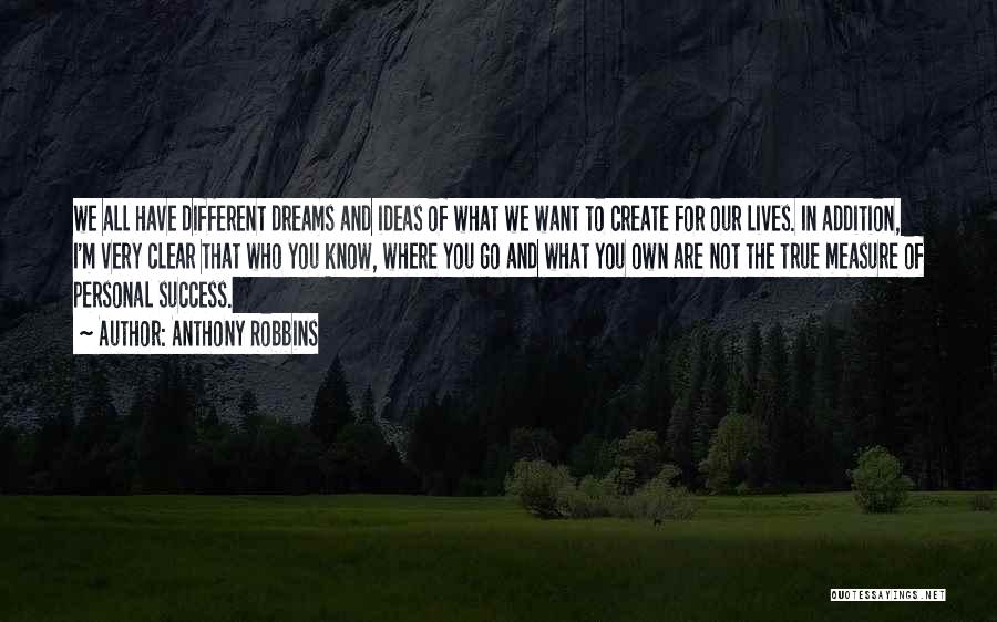 Anthony Robbins Quotes: We All Have Different Dreams And Ideas Of What We Want To Create For Our Lives. In Addition, I'm Very