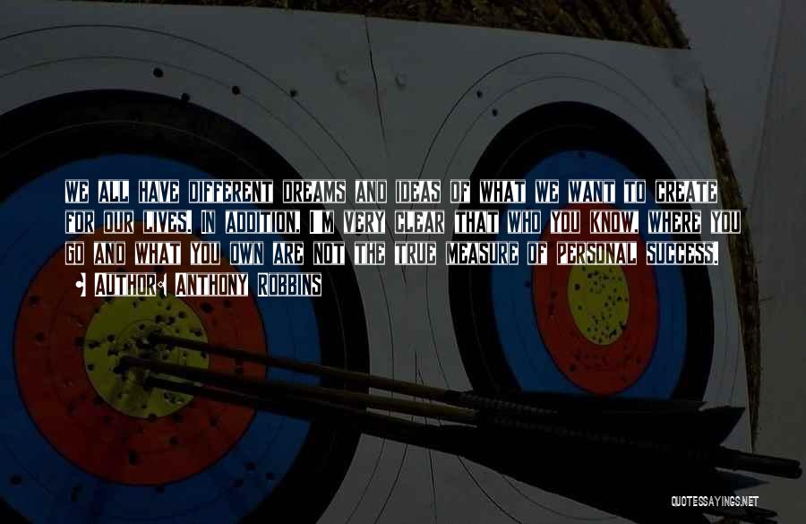 Anthony Robbins Quotes: We All Have Different Dreams And Ideas Of What We Want To Create For Our Lives. In Addition, I'm Very