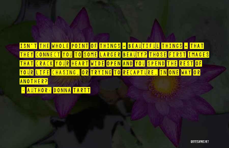 Donna Tartt Quotes: Isn't The Whole Point Of Things - Beautiful Things - That They Connect You To Some Larger Beauty? Those First