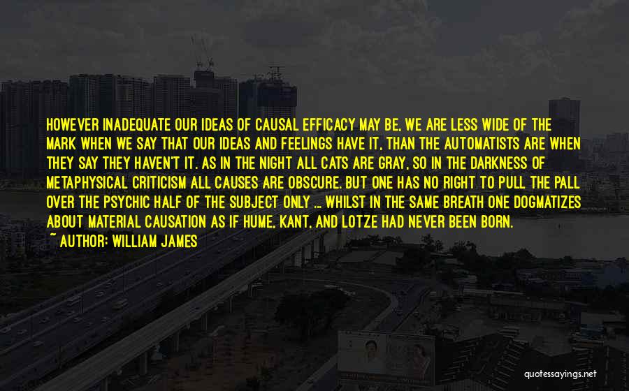 William James Quotes: However Inadequate Our Ideas Of Causal Efficacy May Be, We Are Less Wide Of The Mark When We Say That