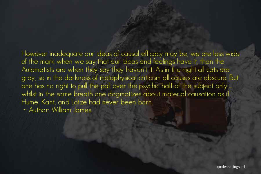 William James Quotes: However Inadequate Our Ideas Of Causal Efficacy May Be, We Are Less Wide Of The Mark When We Say That