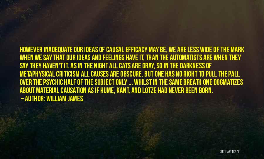 William James Quotes: However Inadequate Our Ideas Of Causal Efficacy May Be, We Are Less Wide Of The Mark When We Say That