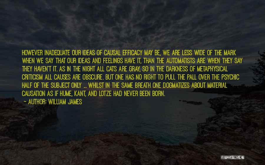 William James Quotes: However Inadequate Our Ideas Of Causal Efficacy May Be, We Are Less Wide Of The Mark When We Say That