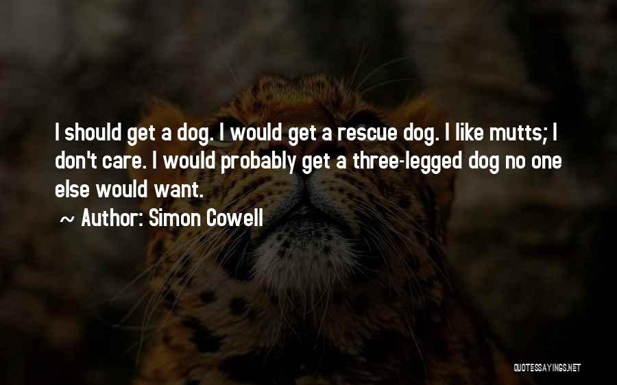 Simon Cowell Quotes: I Should Get A Dog. I Would Get A Rescue Dog. I Like Mutts; I Don't Care. I Would Probably