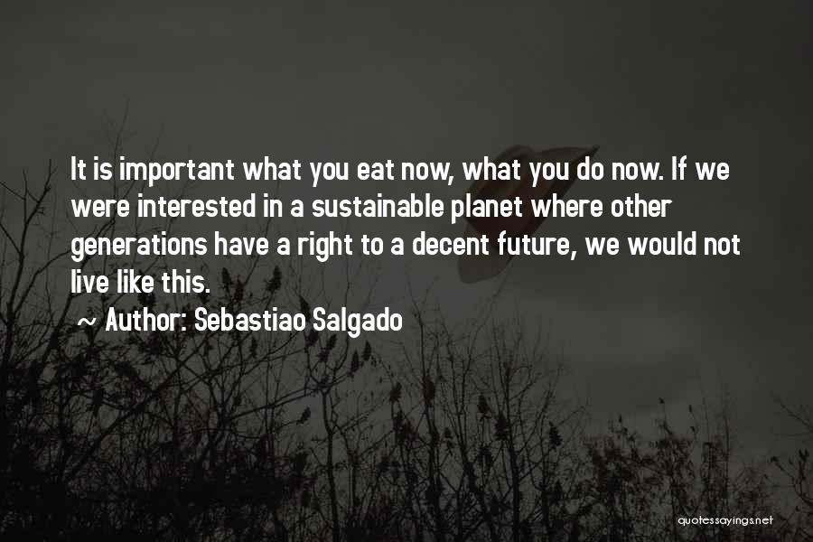 Sebastiao Salgado Quotes: It Is Important What You Eat Now, What You Do Now. If We Were Interested In A Sustainable Planet Where