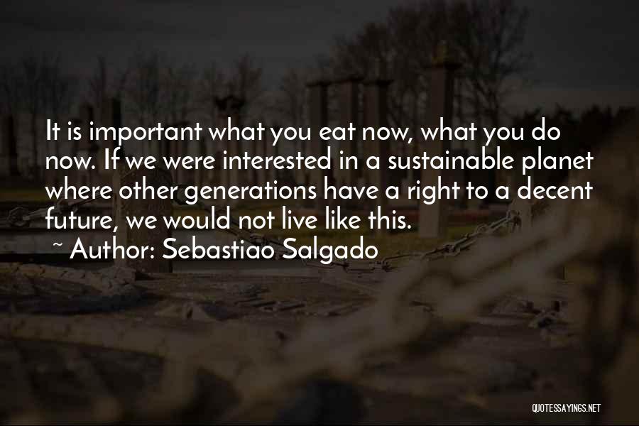 Sebastiao Salgado Quotes: It Is Important What You Eat Now, What You Do Now. If We Were Interested In A Sustainable Planet Where