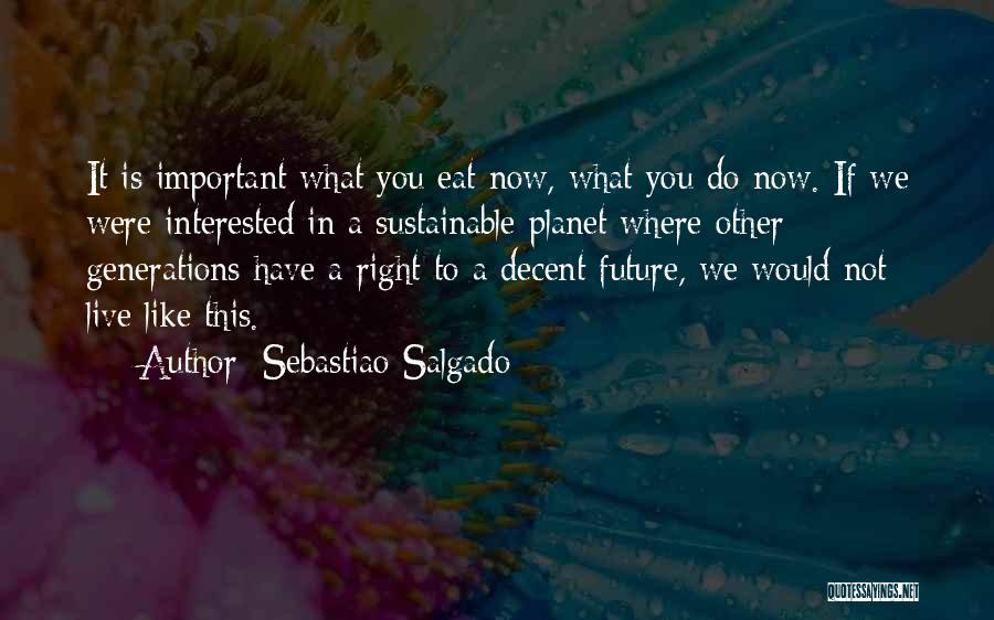 Sebastiao Salgado Quotes: It Is Important What You Eat Now, What You Do Now. If We Were Interested In A Sustainable Planet Where