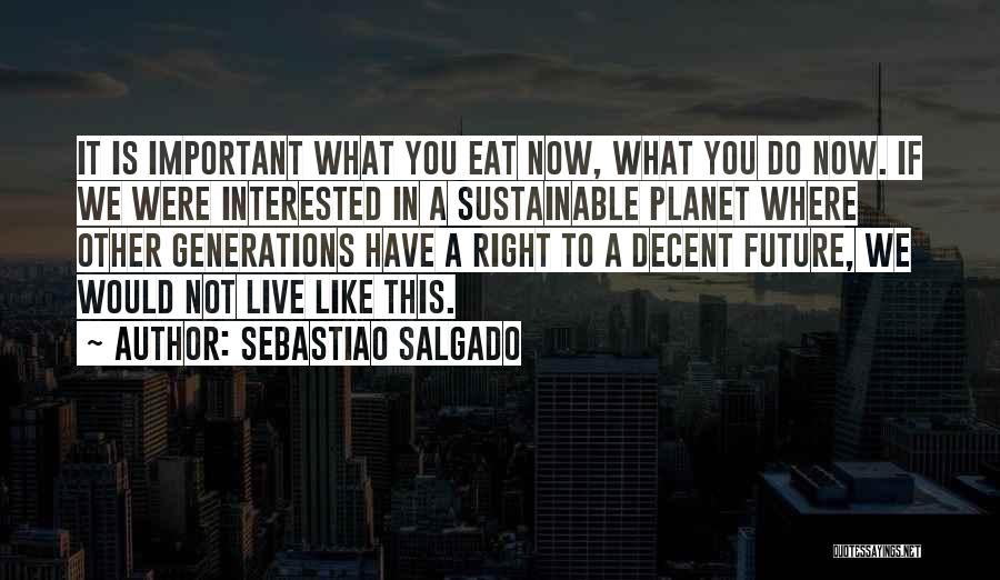 Sebastiao Salgado Quotes: It Is Important What You Eat Now, What You Do Now. If We Were Interested In A Sustainable Planet Where