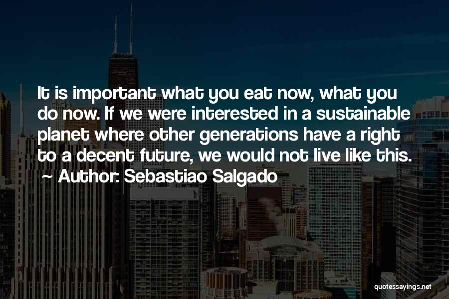 Sebastiao Salgado Quotes: It Is Important What You Eat Now, What You Do Now. If We Were Interested In A Sustainable Planet Where