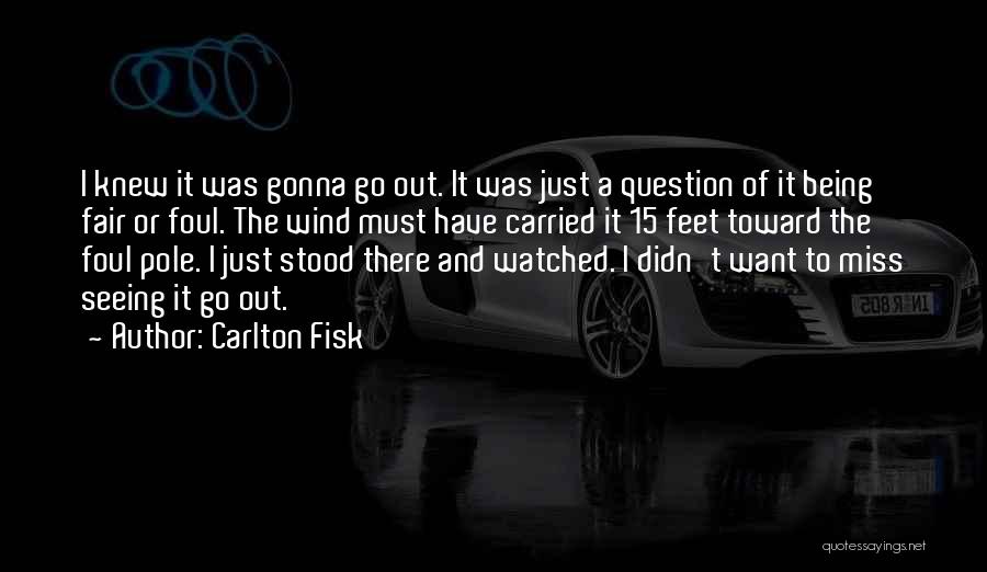 Carlton Fisk Quotes: I Knew It Was Gonna Go Out. It Was Just A Question Of It Being Fair Or Foul. The Wind