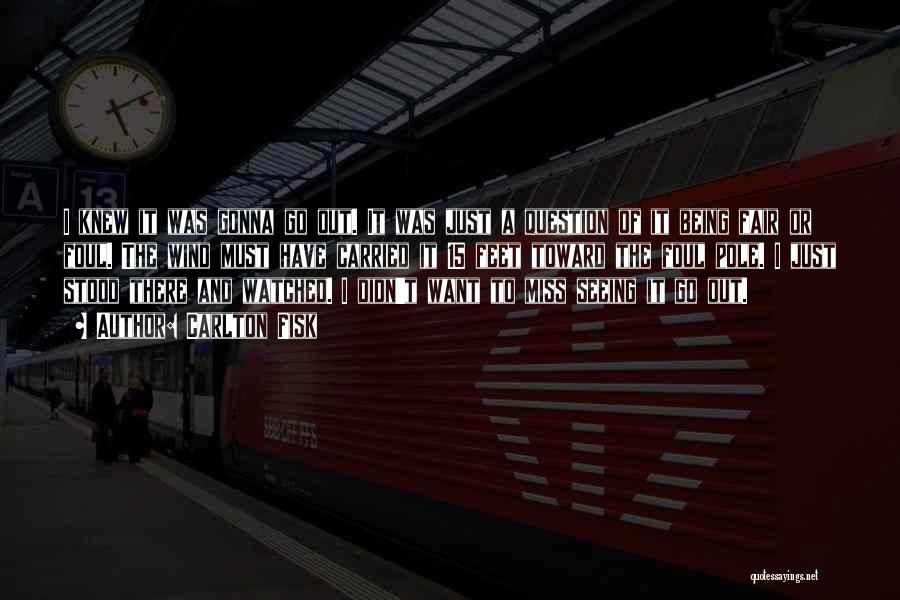 Carlton Fisk Quotes: I Knew It Was Gonna Go Out. It Was Just A Question Of It Being Fair Or Foul. The Wind