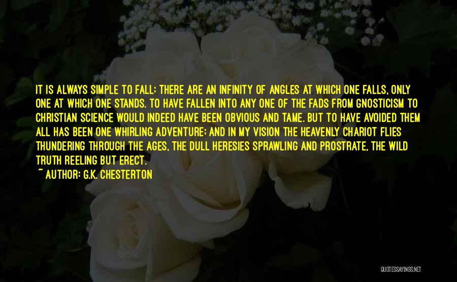 G.K. Chesterton Quotes: It Is Always Simple To Fall; There Are An Infinity Of Angles At Which One Falls, Only One At Which