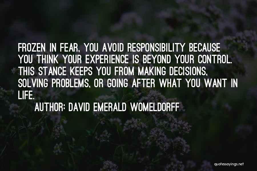 David Emerald Womeldorff Quotes: Frozen In Fear, You Avoid Responsibility Because You Think Your Experience Is Beyond Your Control. This Stance Keeps You From