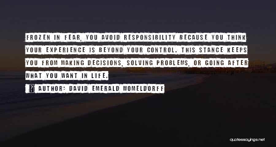 David Emerald Womeldorff Quotes: Frozen In Fear, You Avoid Responsibility Because You Think Your Experience Is Beyond Your Control. This Stance Keeps You From