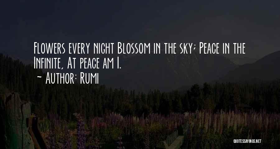 Rumi Quotes: Flowers Every Night Blossom In The Sky; Peace In The Infinite, At Peace Am I.