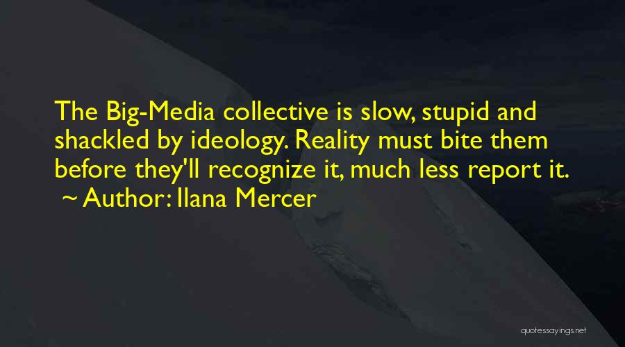 Ilana Mercer Quotes: The Big-media Collective Is Slow, Stupid And Shackled By Ideology. Reality Must Bite Them Before They'll Recognize It, Much Less