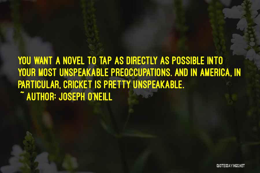 Joseph O'Neill Quotes: You Want A Novel To Tap As Directly As Possible Into Your Most Unspeakable Preoccupations. And In America, In Particular,