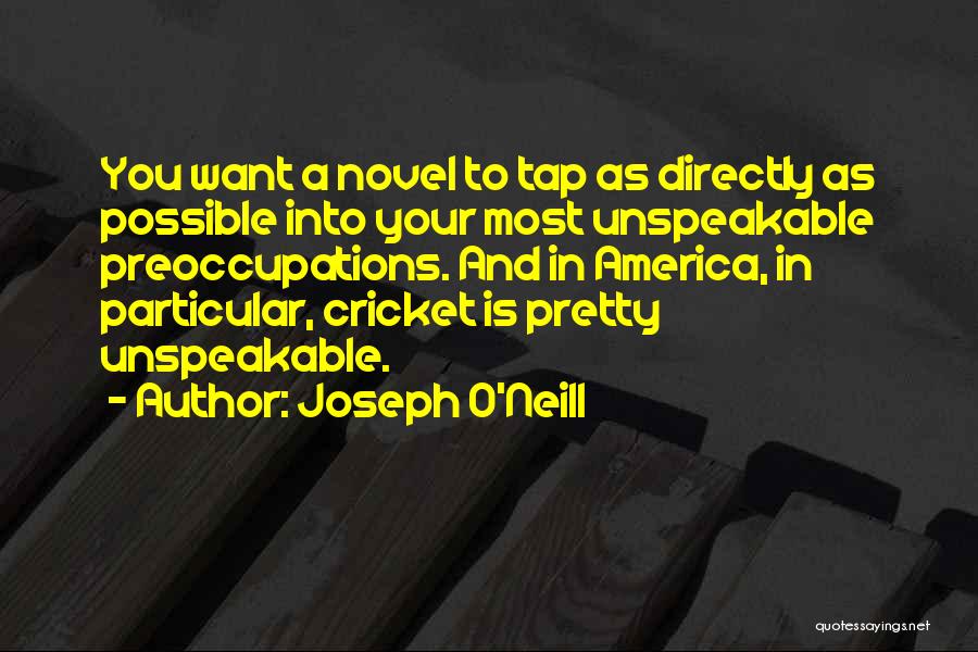 Joseph O'Neill Quotes: You Want A Novel To Tap As Directly As Possible Into Your Most Unspeakable Preoccupations. And In America, In Particular,