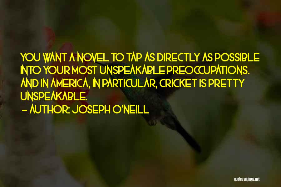 Joseph O'Neill Quotes: You Want A Novel To Tap As Directly As Possible Into Your Most Unspeakable Preoccupations. And In America, In Particular,