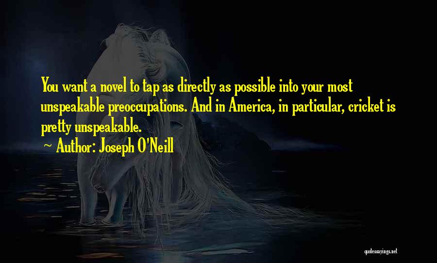 Joseph O'Neill Quotes: You Want A Novel To Tap As Directly As Possible Into Your Most Unspeakable Preoccupations. And In America, In Particular,