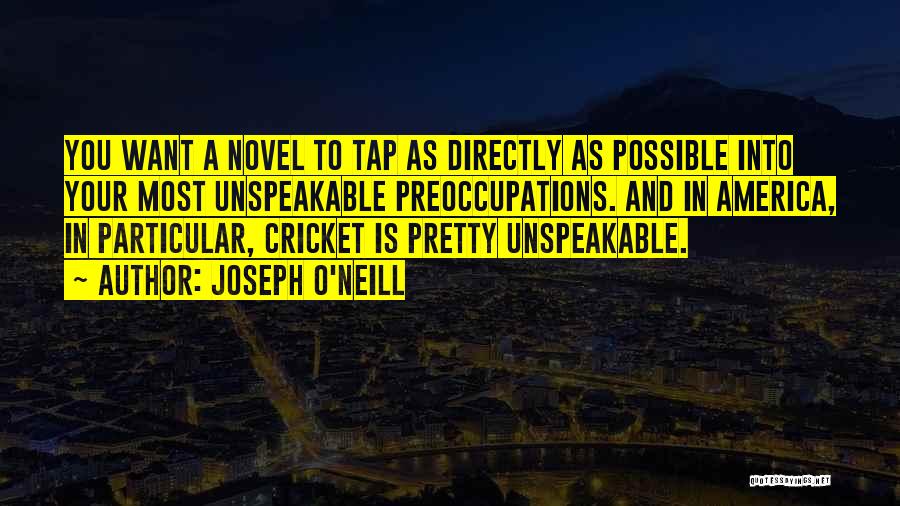 Joseph O'Neill Quotes: You Want A Novel To Tap As Directly As Possible Into Your Most Unspeakable Preoccupations. And In America, In Particular,