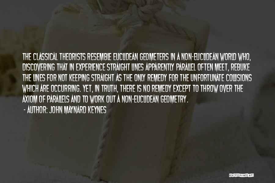 John Maynard Keynes Quotes: The Classical Theorists Resemble Euclidean Geometers In A Non-euclidean World Who, Discovering That In Experience Straight Lines Apparently Parallel Often