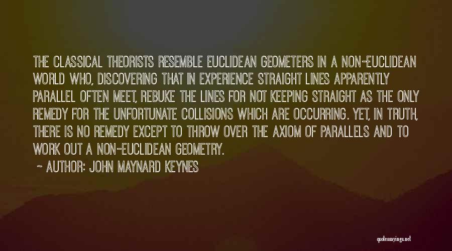 John Maynard Keynes Quotes: The Classical Theorists Resemble Euclidean Geometers In A Non-euclidean World Who, Discovering That In Experience Straight Lines Apparently Parallel Often