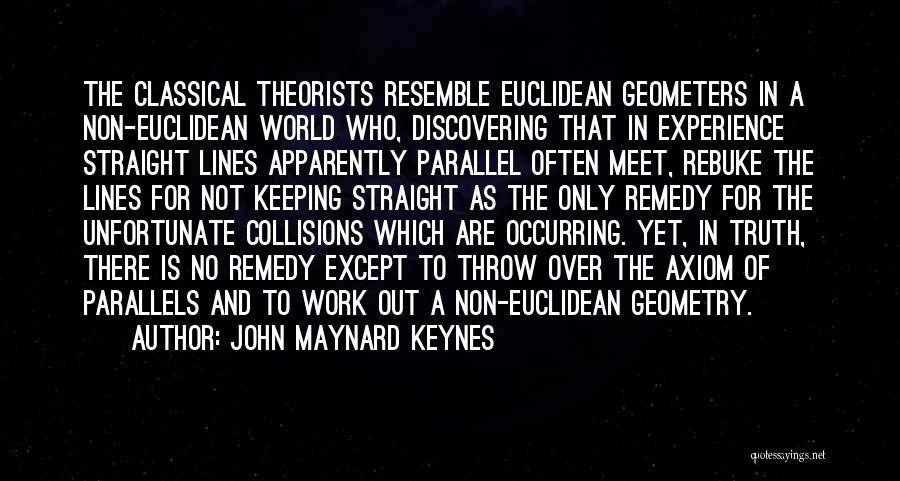 John Maynard Keynes Quotes: The Classical Theorists Resemble Euclidean Geometers In A Non-euclidean World Who, Discovering That In Experience Straight Lines Apparently Parallel Often