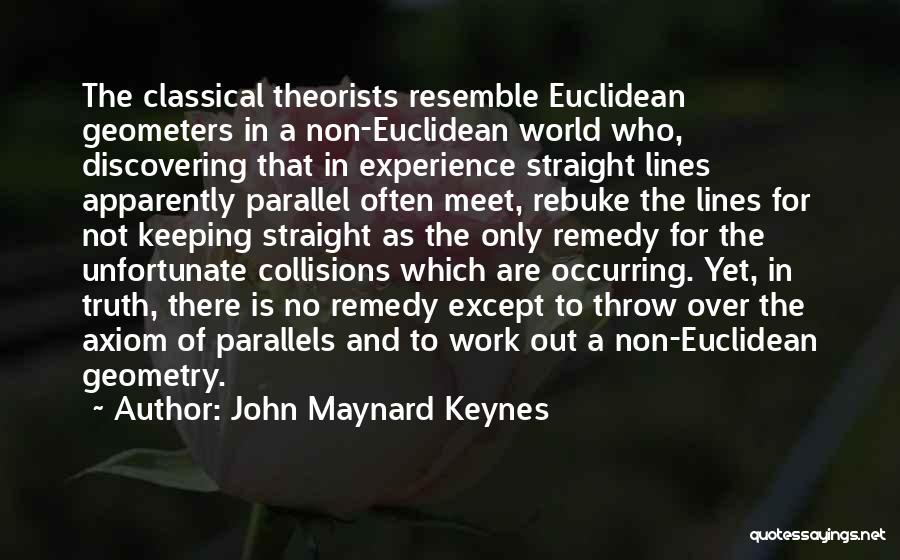 John Maynard Keynes Quotes: The Classical Theorists Resemble Euclidean Geometers In A Non-euclidean World Who, Discovering That In Experience Straight Lines Apparently Parallel Often