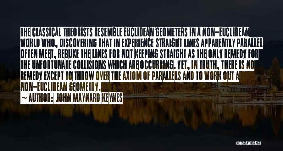 John Maynard Keynes Quotes: The Classical Theorists Resemble Euclidean Geometers In A Non-euclidean World Who, Discovering That In Experience Straight Lines Apparently Parallel Often