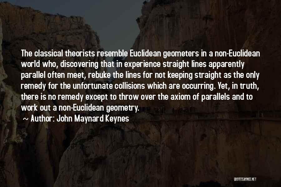 John Maynard Keynes Quotes: The Classical Theorists Resemble Euclidean Geometers In A Non-euclidean World Who, Discovering That In Experience Straight Lines Apparently Parallel Often