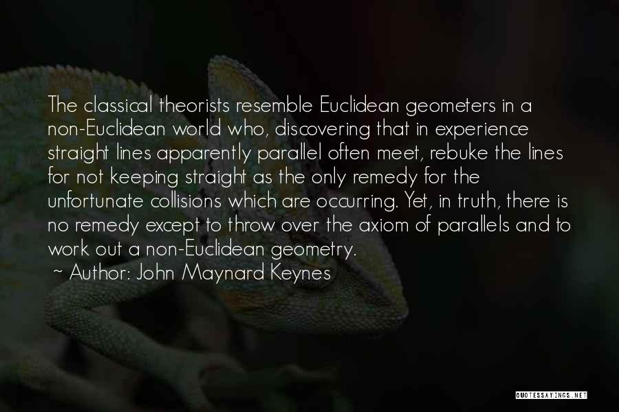 John Maynard Keynes Quotes: The Classical Theorists Resemble Euclidean Geometers In A Non-euclidean World Who, Discovering That In Experience Straight Lines Apparently Parallel Often