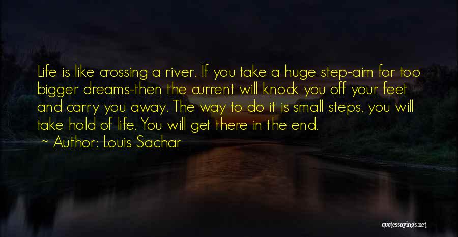 Louis Sachar Quotes: Life Is Like Crossing A River. If You Take A Huge Step-aim For Too Bigger Dreams-then The Current Will Knock