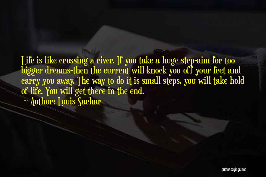 Louis Sachar Quotes: Life Is Like Crossing A River. If You Take A Huge Step-aim For Too Bigger Dreams-then The Current Will Knock