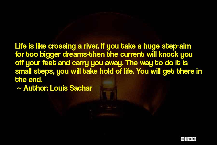 Louis Sachar Quotes: Life Is Like Crossing A River. If You Take A Huge Step-aim For Too Bigger Dreams-then The Current Will Knock