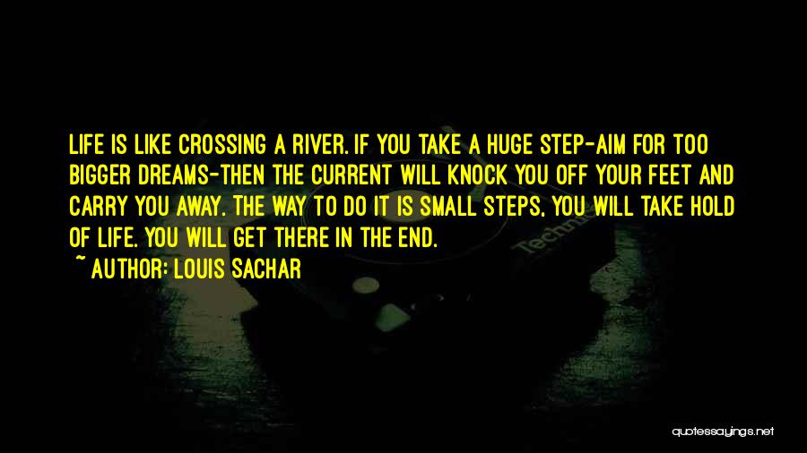 Louis Sachar Quotes: Life Is Like Crossing A River. If You Take A Huge Step-aim For Too Bigger Dreams-then The Current Will Knock