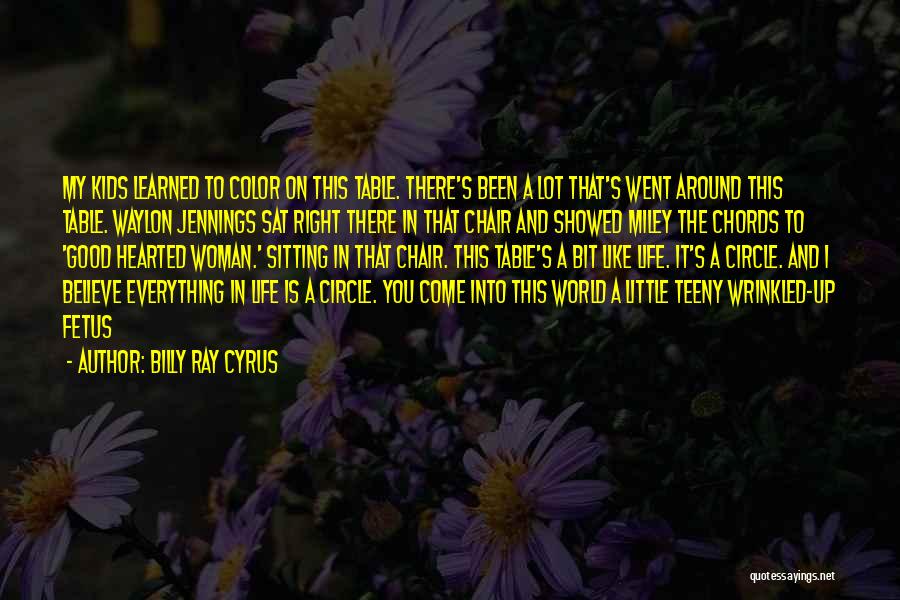 Billy Ray Cyrus Quotes: My Kids Learned To Color On This Table. There's Been A Lot That's Went Around This Table. Waylon Jennings Sat