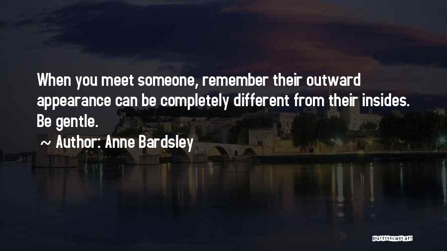 Anne Bardsley Quotes: When You Meet Someone, Remember Their Outward Appearance Can Be Completely Different From Their Insides. Be Gentle.