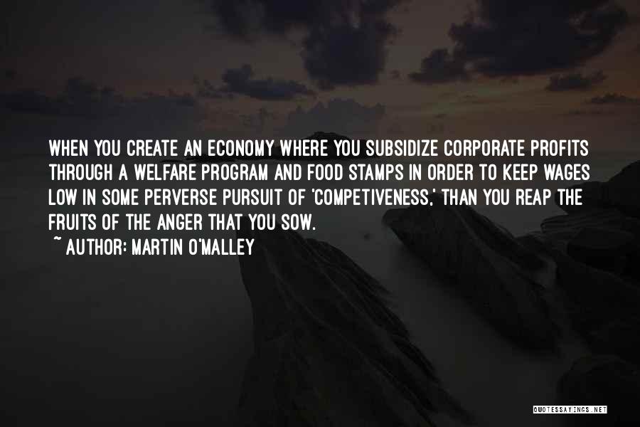 Martin O'Malley Quotes: When You Create An Economy Where You Subsidize Corporate Profits Through A Welfare Program And Food Stamps In Order To