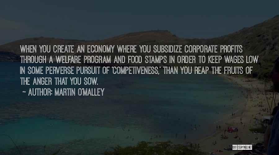 Martin O'Malley Quotes: When You Create An Economy Where You Subsidize Corporate Profits Through A Welfare Program And Food Stamps In Order To