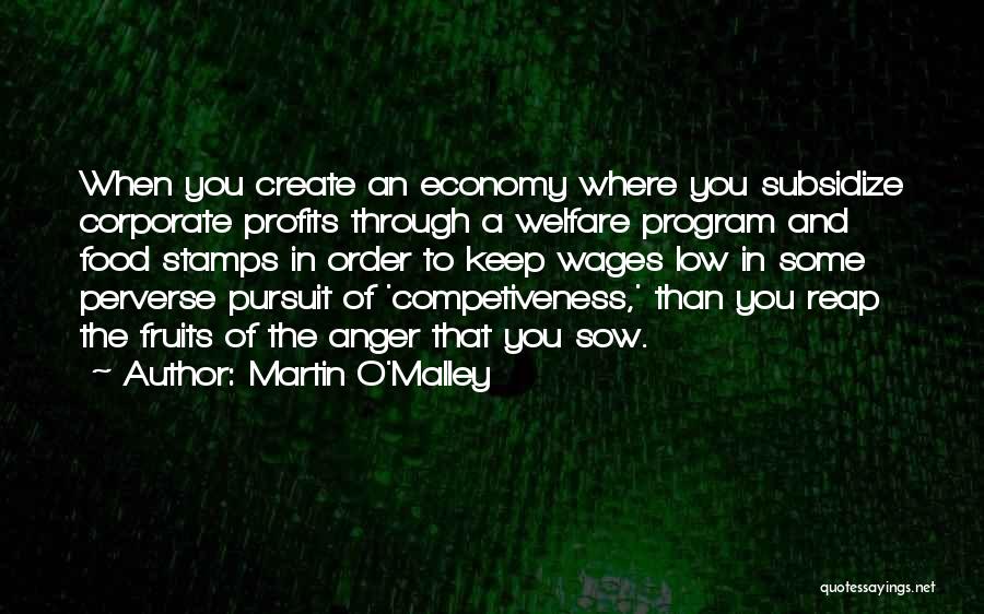 Martin O'Malley Quotes: When You Create An Economy Where You Subsidize Corporate Profits Through A Welfare Program And Food Stamps In Order To