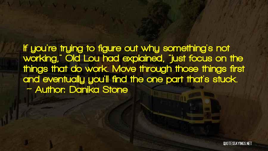 Danika Stone Quotes: If You're Trying To Figure Out Why Something's Not Working, Old Lou Had Explained, Just Focus On The Things That