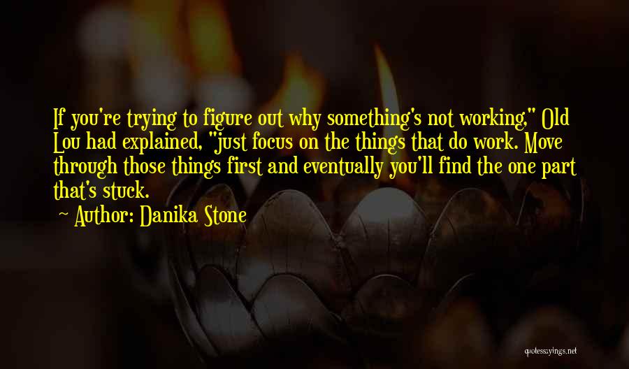 Danika Stone Quotes: If You're Trying To Figure Out Why Something's Not Working, Old Lou Had Explained, Just Focus On The Things That