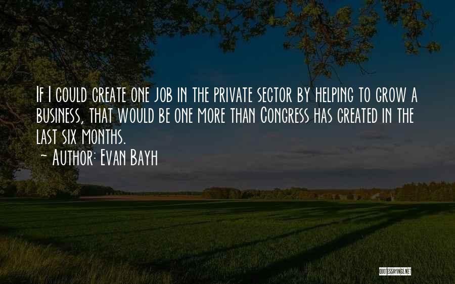 Evan Bayh Quotes: If I Could Create One Job In The Private Sector By Helping To Grow A Business, That Would Be One